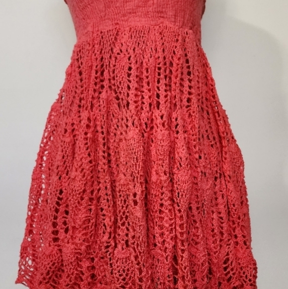 Coral crochet Strapless Sundress - Picture 8 of 12